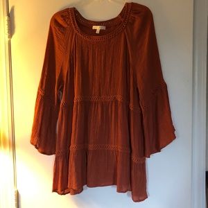 Burnt Orange Peasant Top